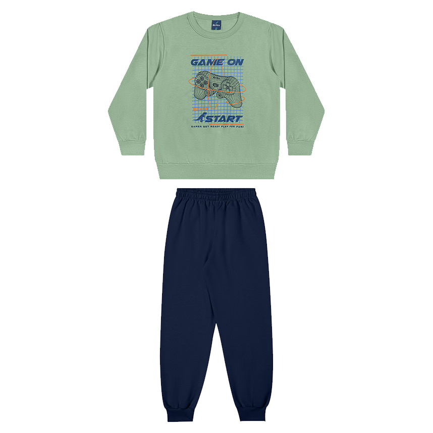 Conjunto Infantil Rei Rex Blusão Estampa Game E Calça