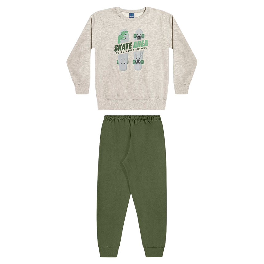 Conjunto Infantil Rei Rex Blusão Estampa Skate E Calça