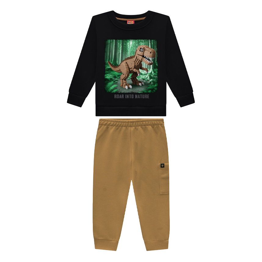 Conjunto Infantil Kyly Blusão Estampa Dinossauro E Calça