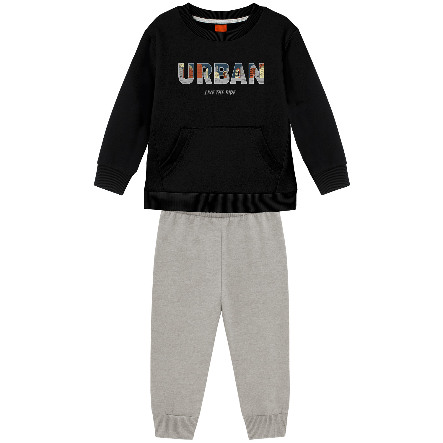 Conjunto Infantil Kyly Blusão Estampa Urban E Calça Moletom