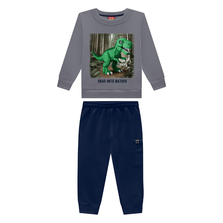 Conjunto Infantil Kyly Blusão Estampa Dinossauro E Calça