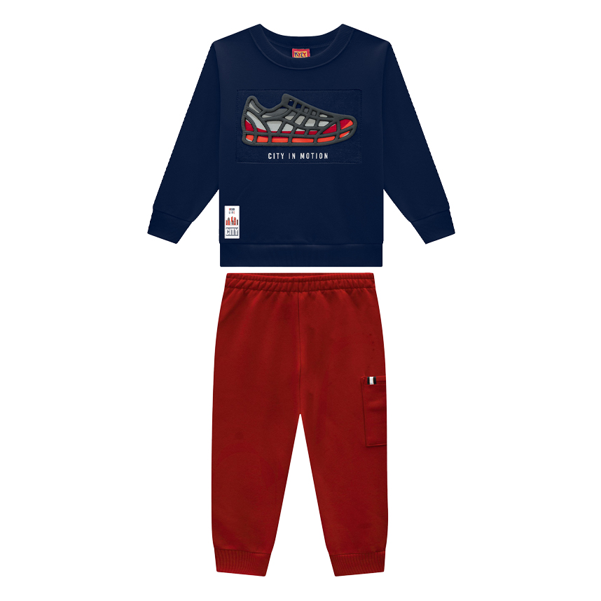 Conjunto Infantil Kyly Blusão Estampa Tênis E Calça Moletom