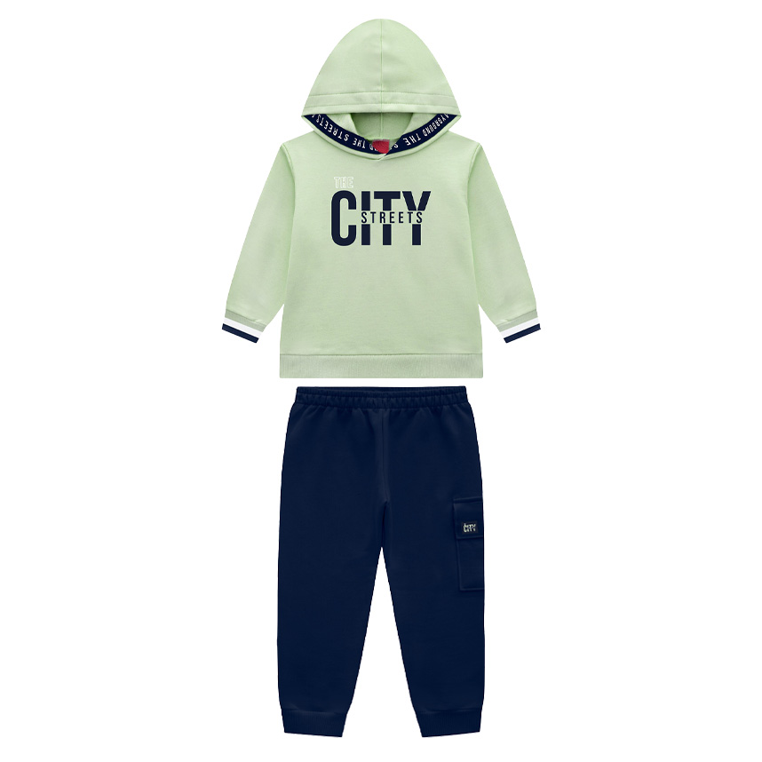 Conjunto Infantil Kyly Blusão Estampa City Streets E Calça
