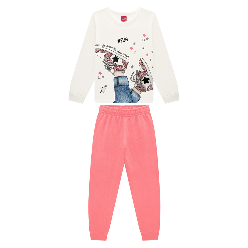 Conjunto Juvenil Kyly Blusão Estampado E Calça Moletom