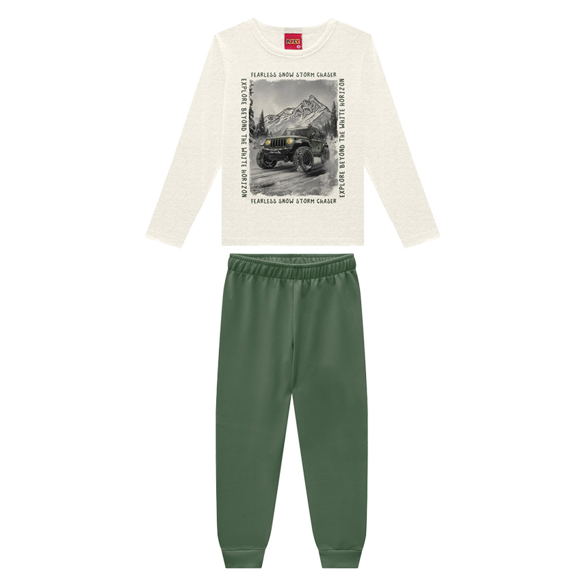 Conjunto Infantil Kyly Blusão Estampado E Calça Em Moletom