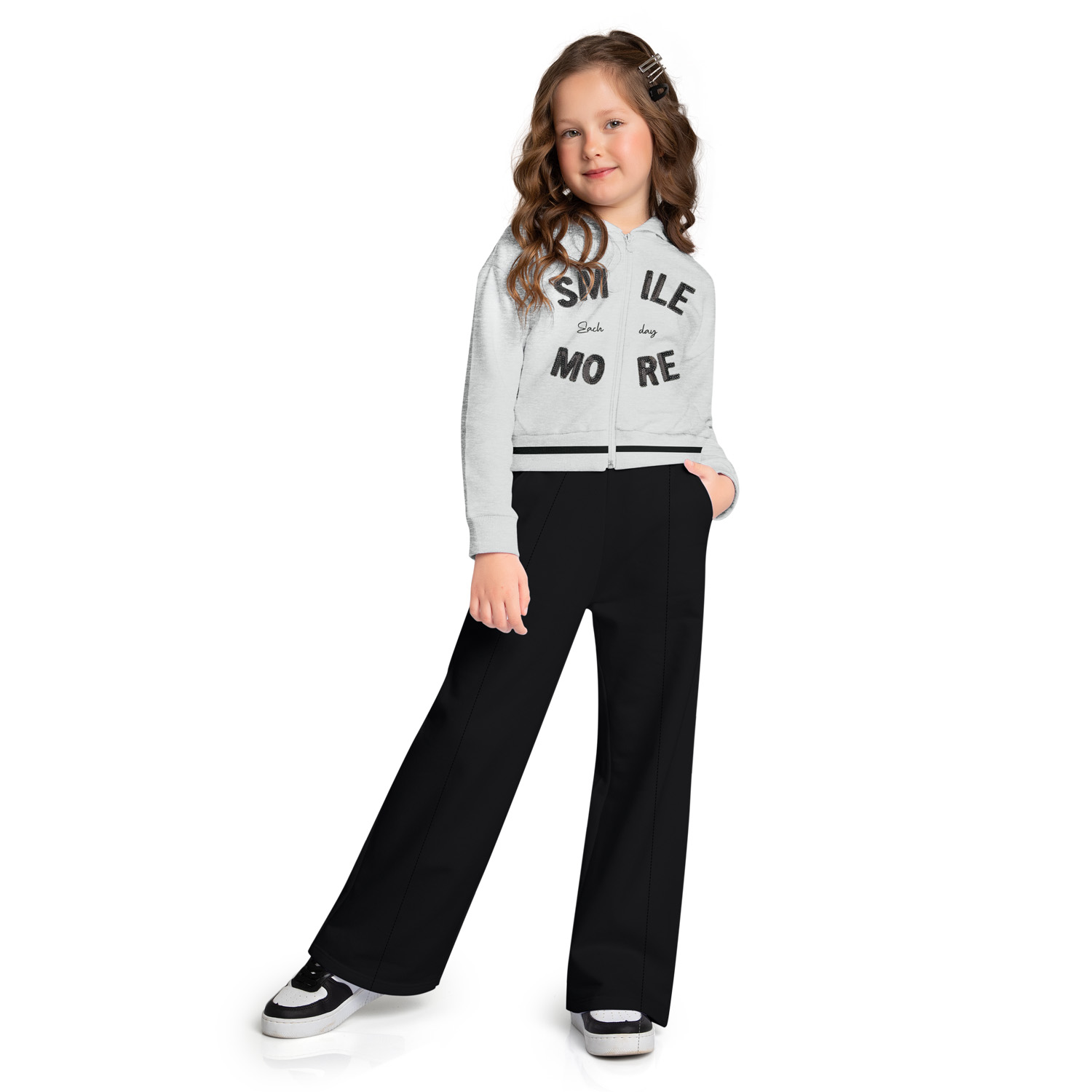 Conjunto Juvenil Kyly Jaqueta Estampa Smile E Calça Moletom