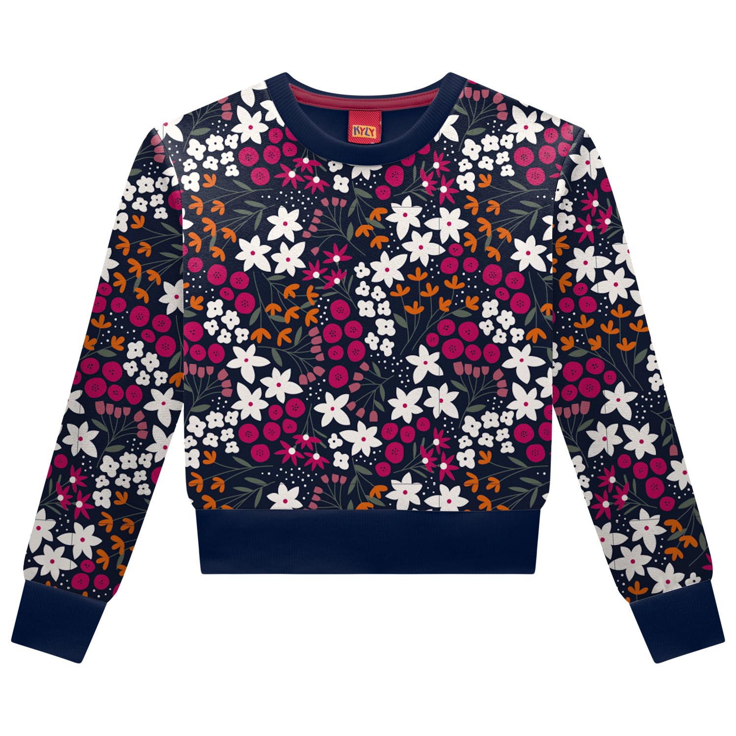 Conjunto Juvenil Kyly Blusão Estampa Flores E Calça Moletom