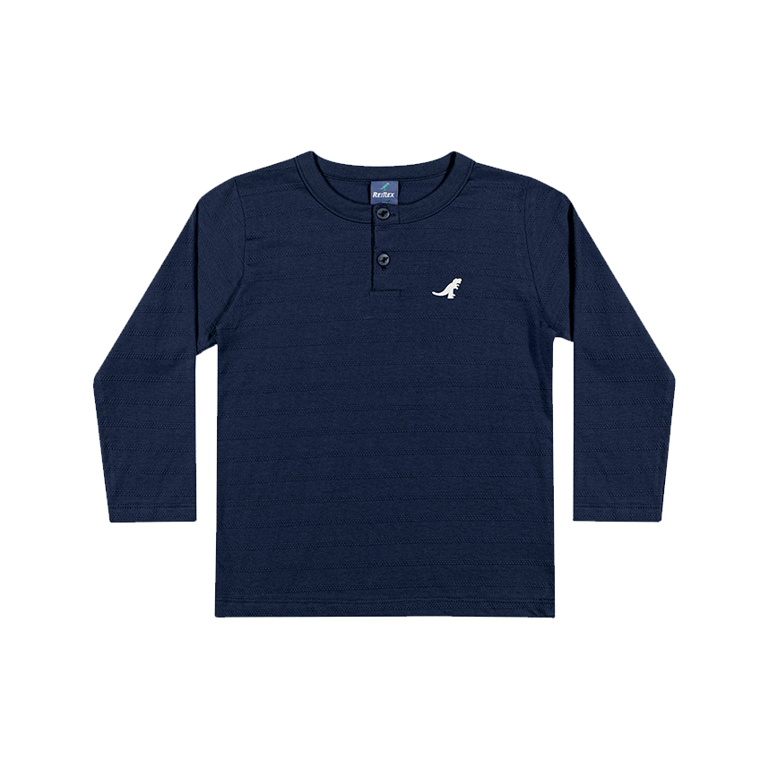 Camiseta Infantil Reirex Manga Longa Bordado Dinossauro