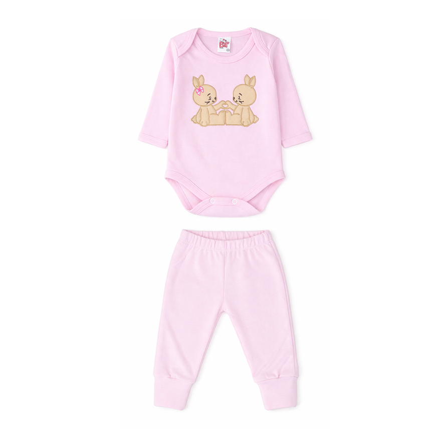 Conjunto Bebê Baby Bee Body Bordado Coelho E Mijão
