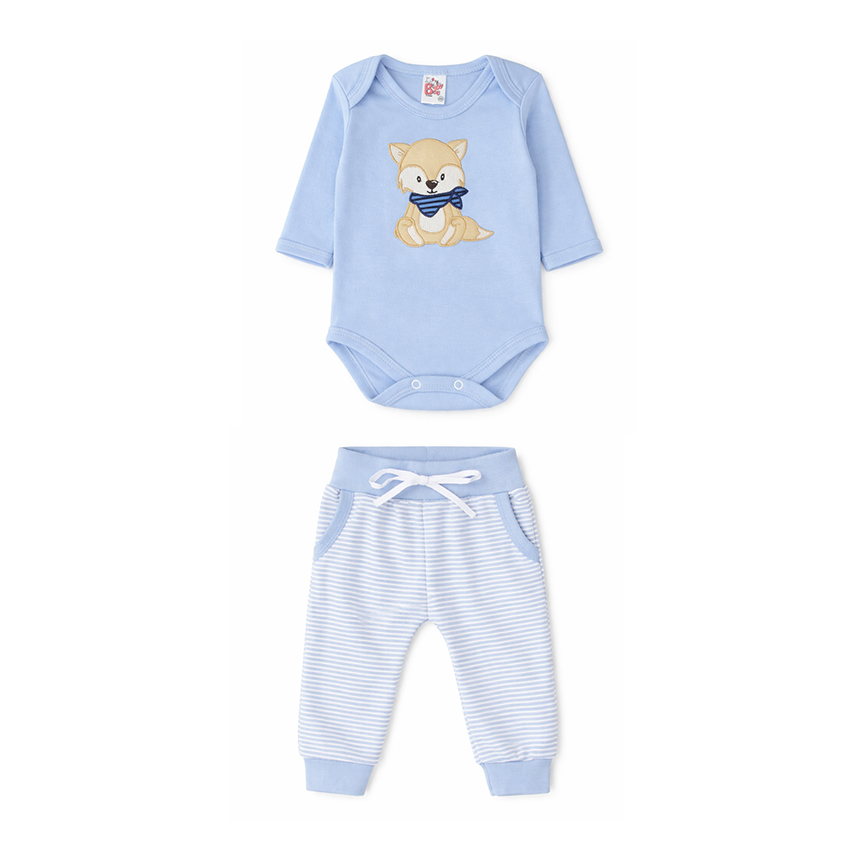 Conjunto Bebê Baby Bee Body Bordado Raposa E Mijão