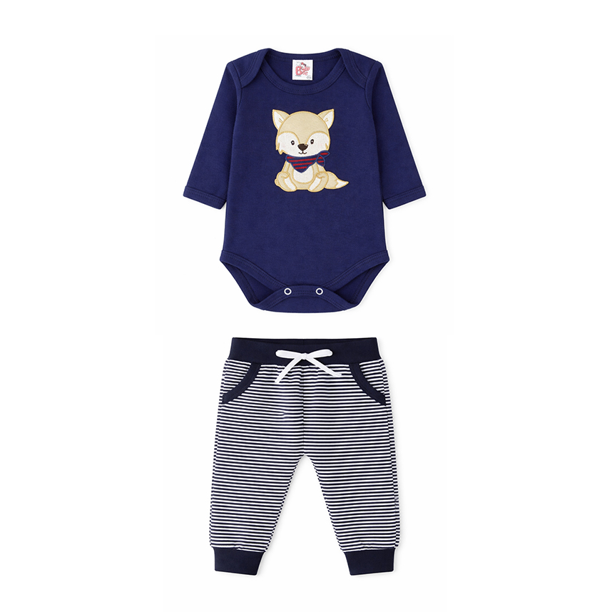 Conjunto Bebê Baby Bee Body Bordado Raposa E Mijão