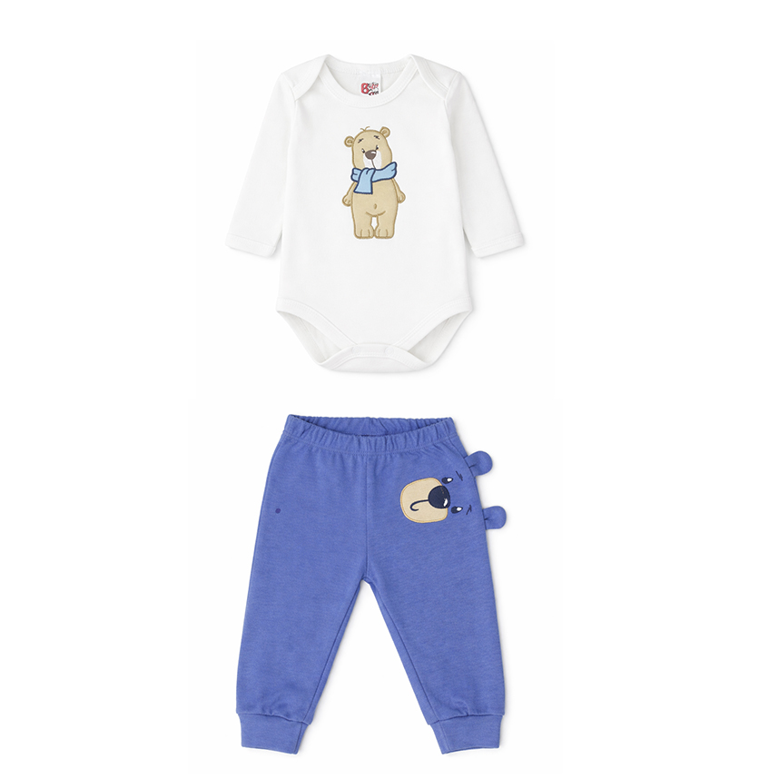 Conjunto Bebê Baby Bee Body Bordado Urso e Mijão