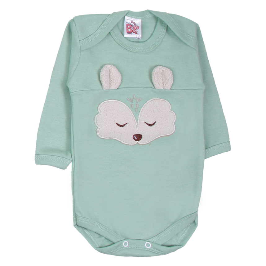 Kit Body Bebê Baby Bee Manga Longa Bordado Raposa 3 Peças Kit Body Bebê Baby Bee Manga Longa Bordado Raposa 3 Peças