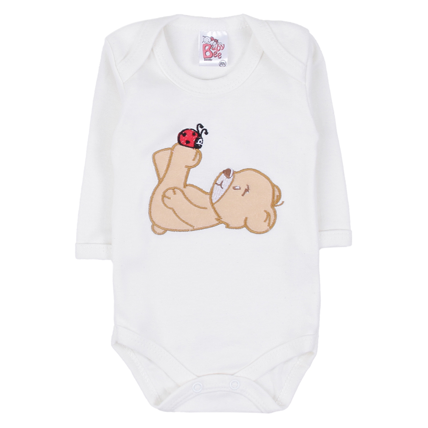 Kit Body Bebê Baby Bee Manga Longa Bordado Ursinho 3 Peças Kit Body Bebê Baby Bee Manga Longa Bordado Ursinho 3 Peças