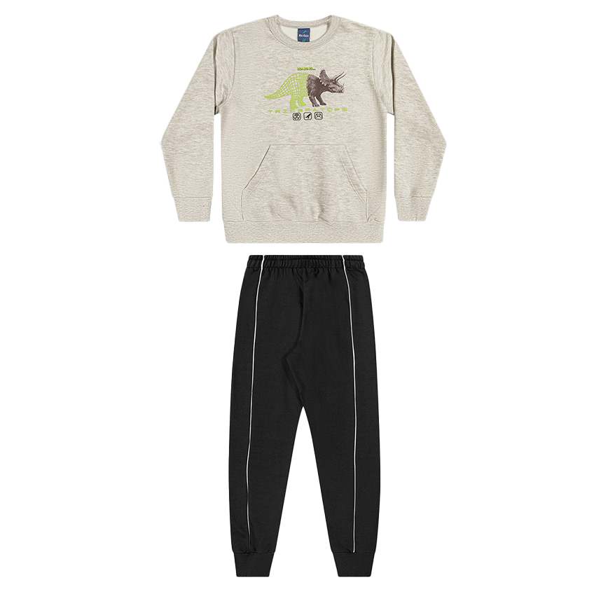Conjunto Juvenil Reirex Blusão Estampa Dinossauro e Calça