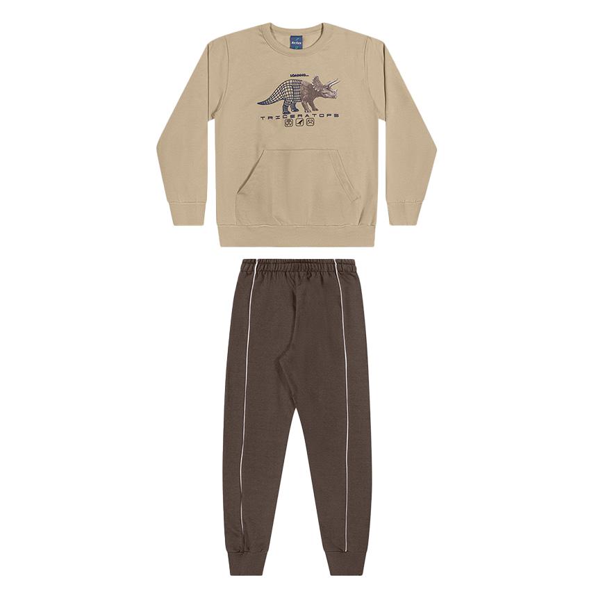 Conjunto Juvenil Reirex Blusão Estampa Dinossauro e Calça