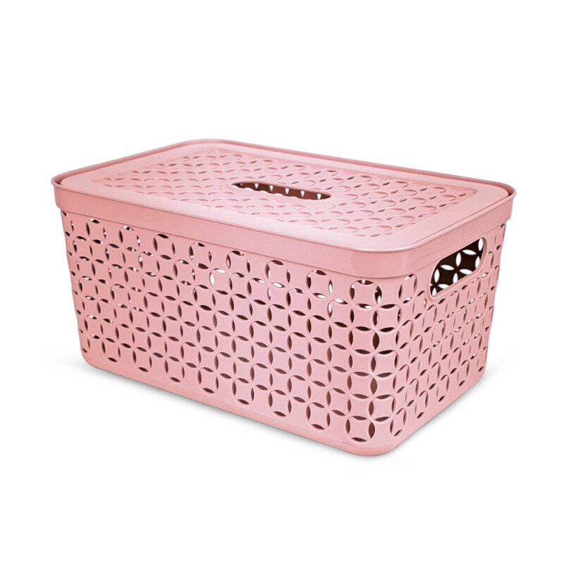 Caixa Organizadora Cajovil Tramada Rosa 4 Litros
