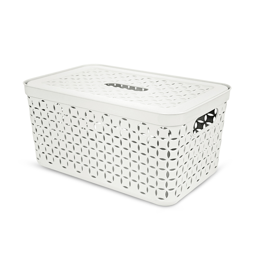 Caixa Organizadora Cajovil Tramada Branco 4 Litros