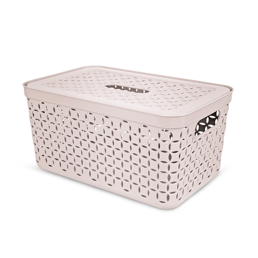 Caixa Organizadora Cajovil Tramada Bege 4 Litros