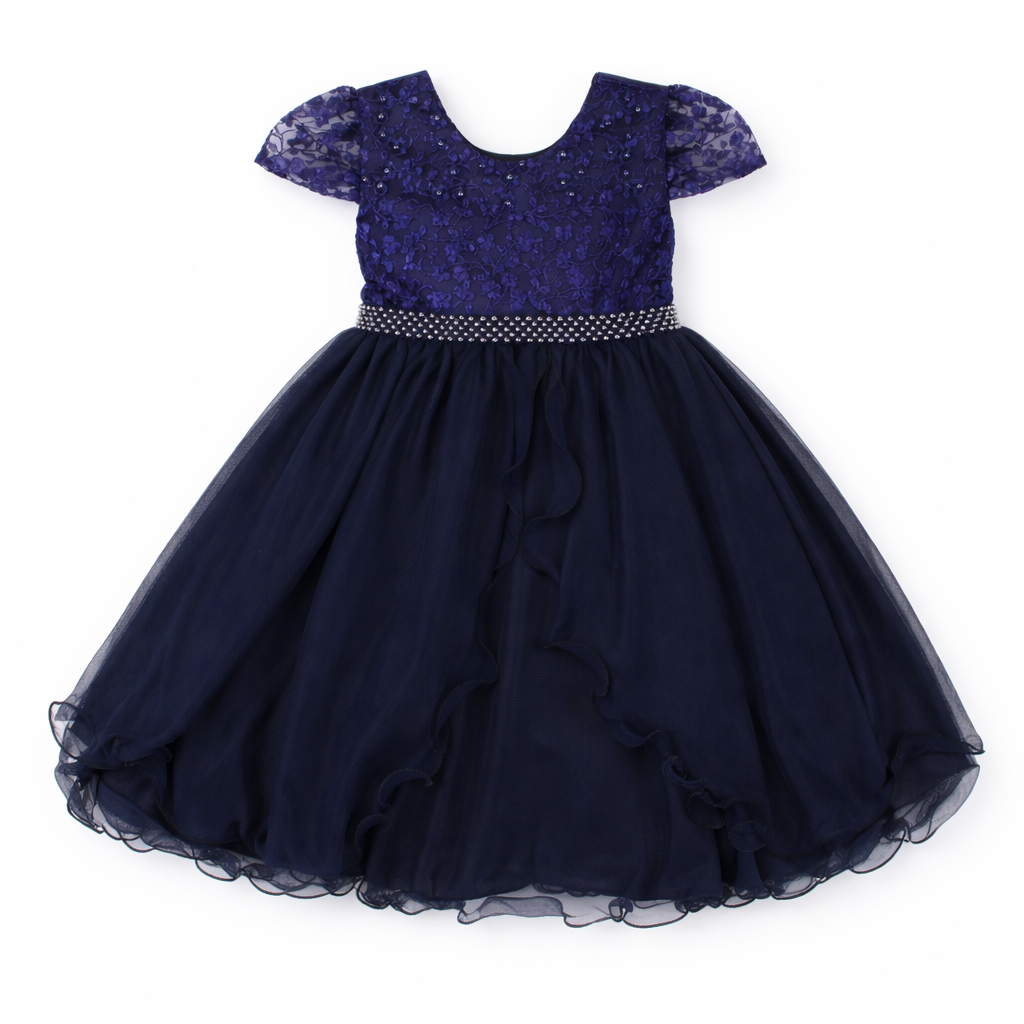 Vestido Infantil Nelu Pala Bordada Com Saia Godê