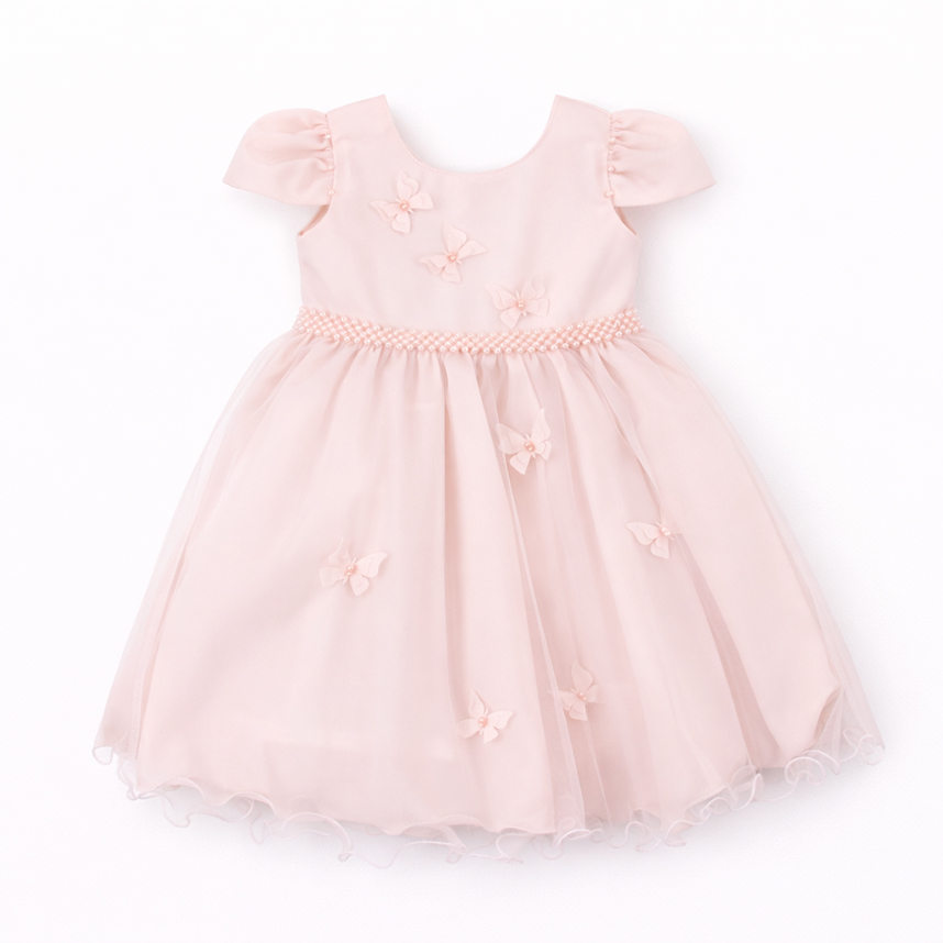 Vestido Infantil Nelu Aplique Borboletas Saia Tule