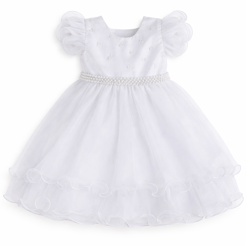 Vestido Bebê Nelu Pala Bordada Saia Tule Babado