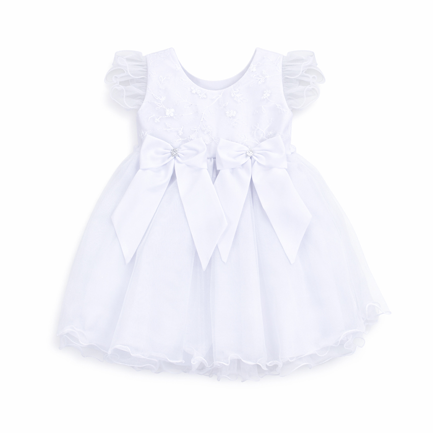 Vestido Infantil Nelu Pala Bordada Saia Godê Aplique Laços