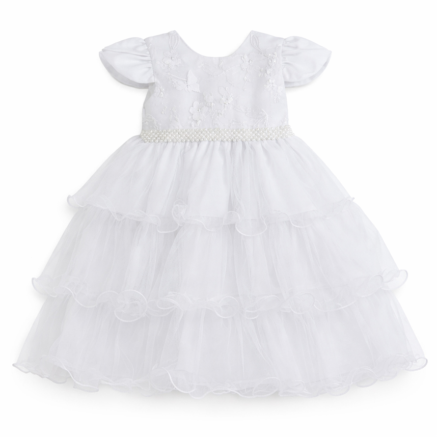 Vestido Infantil Nelu Pala Aplique Flores Saia Godê