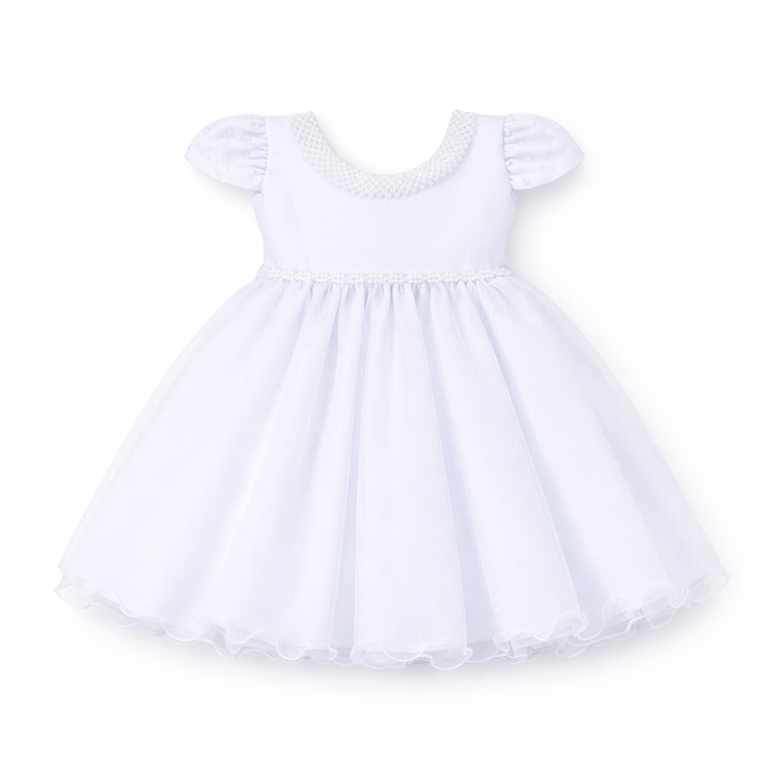 Vestido Bebê Nelu Detalhe Pérolas Com Saia Godê