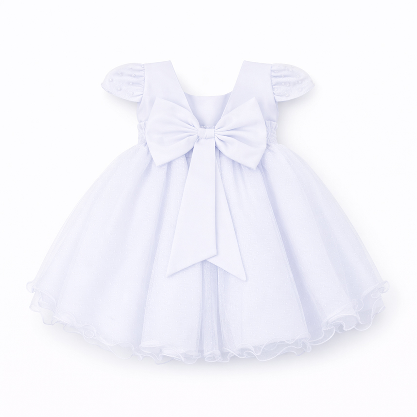 Vestido Bebê Nelu Detalhe Pérolas Com Saia Godê