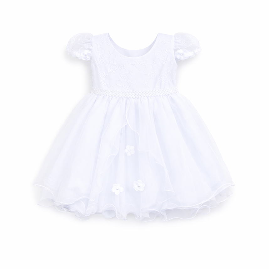 Vestido Bebê Nelu Cinto Pérola E Saia Godê