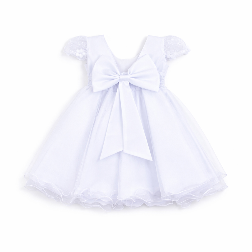 Vestido Bebê Nelu Cinto Pérola E Saia Godê