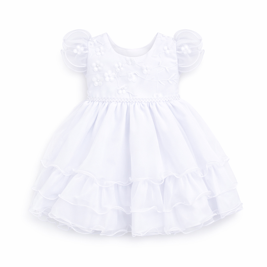 Vestido Bebê Nelu Pala Bordada Saia Babados
