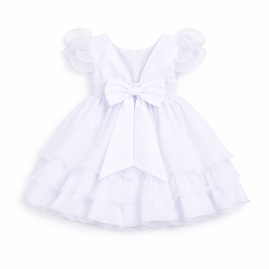 Vestido Bebê Nelu Pala Bordada Saia Babados