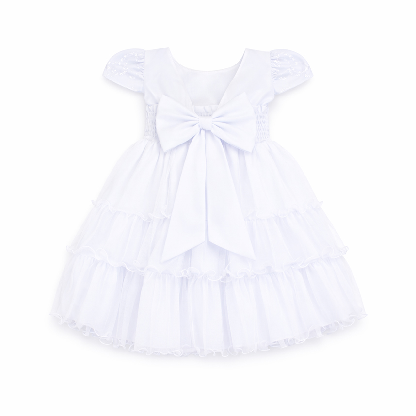 Vestido Bebê Nelu Pala Bordada Saia Babados