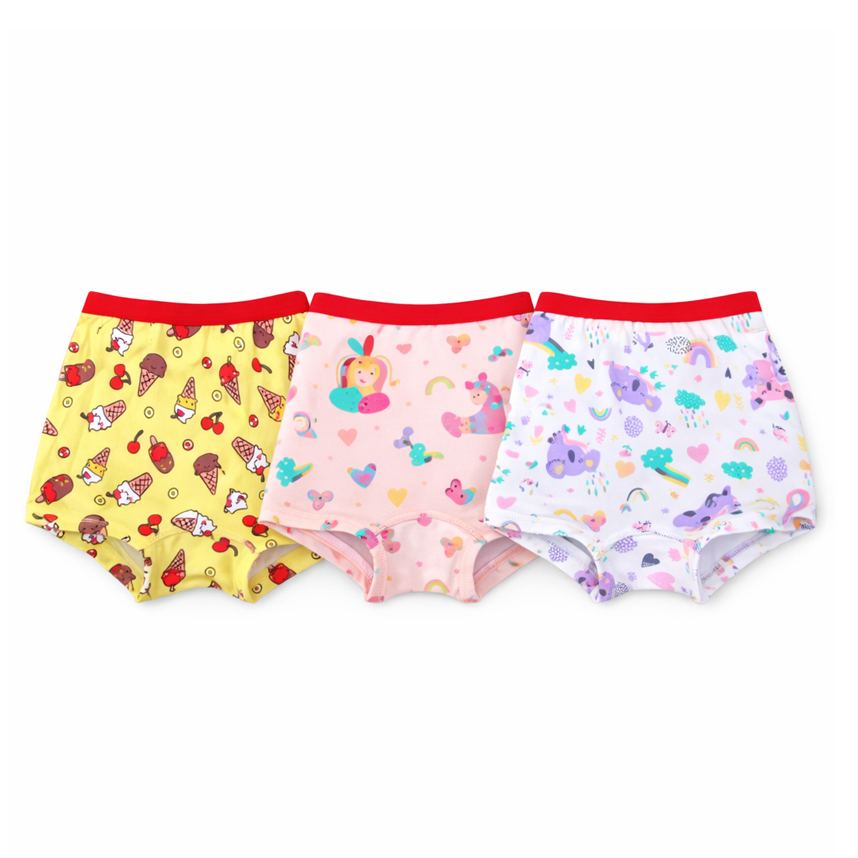Kit Calcinha Boxer Infantil Kellynha Estampada 3 Peças