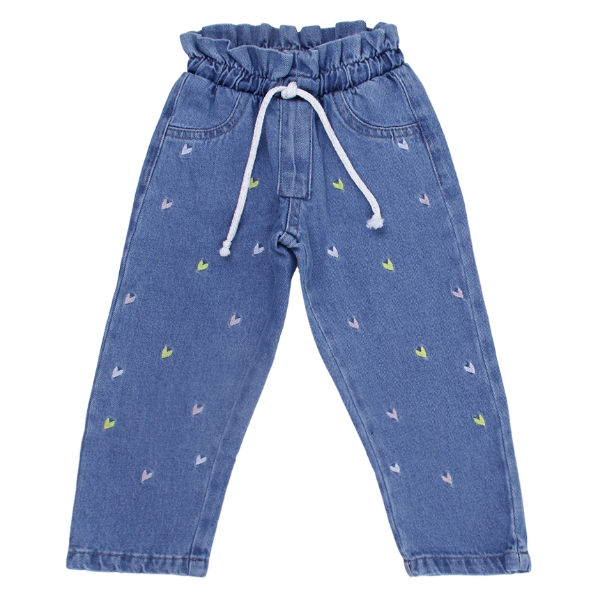 Calça Jeans Infantil Kookabu Clochar Bordado Corações