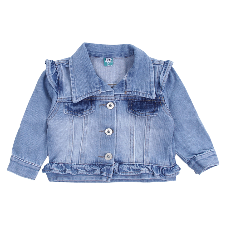 Jaqueta Jeans Infantil Kookabu Detalhe Babado No Ombro