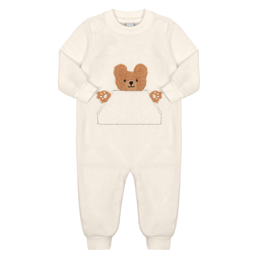 Macacão Longo Bebê Tileesul Pelo Bordado Urso
