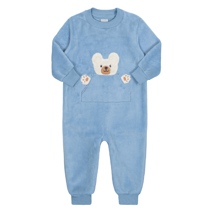 Macacão Longo Bebê Tileesul Pelo Bordado Urso