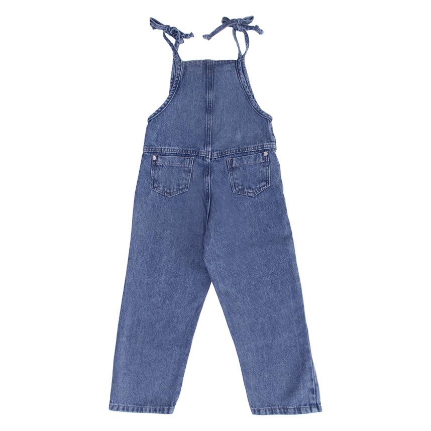 Jardineira Jeans Infantil Kookabu Longa Alça Amarração