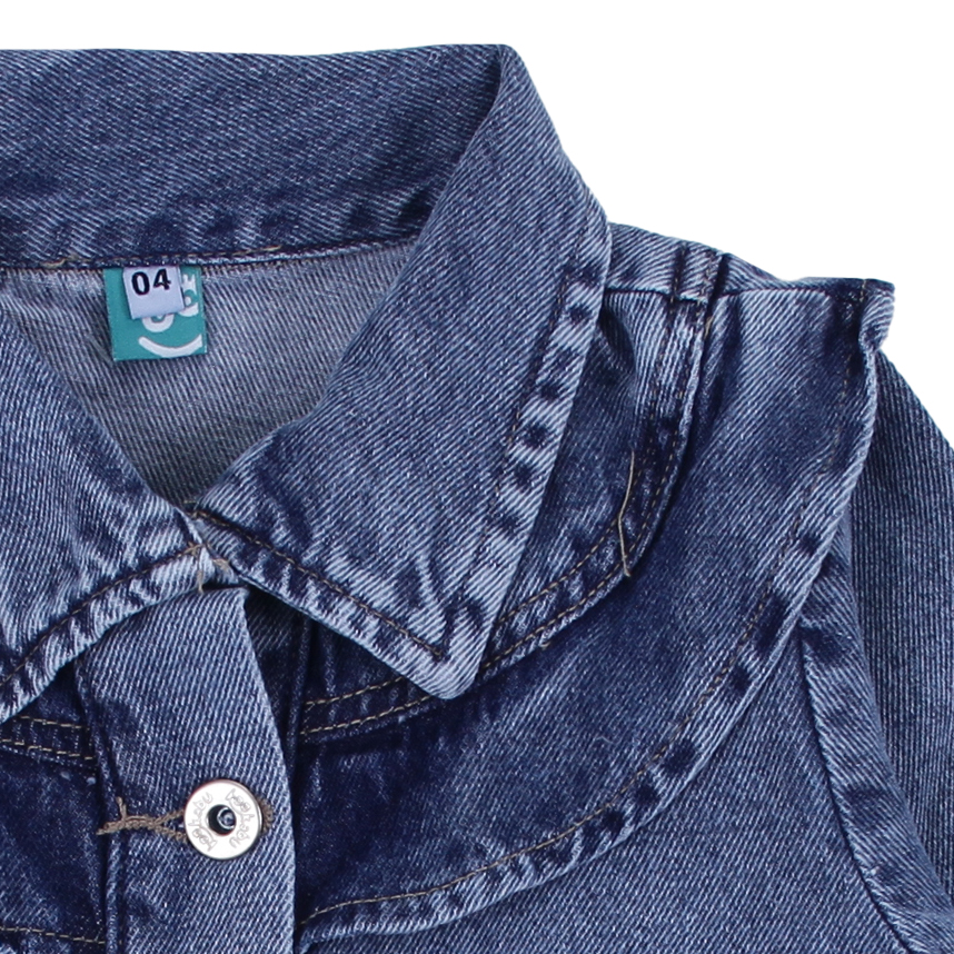 Jaqueta Jeans Infantil Kookabu Babado no Ombro Bolsos Falsos