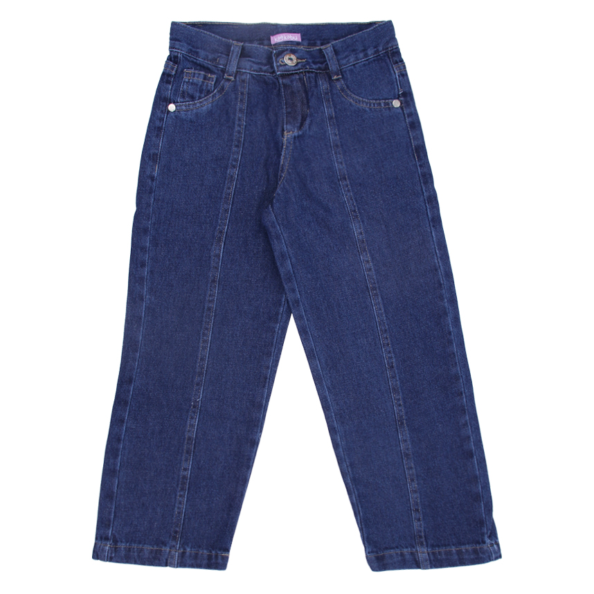 Calça Jeans Infantil Kookabu Wide Leg Detalhe Recorte