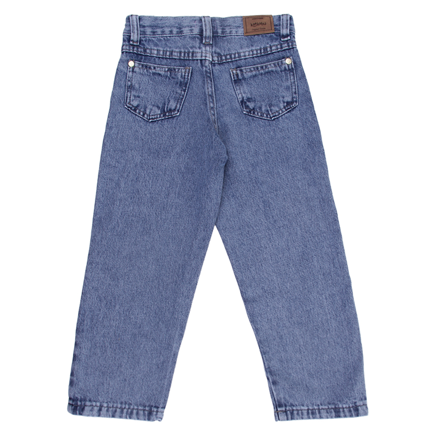 Calça Jeans Infantil Kookabu Wide Leg Básica Marmorizada