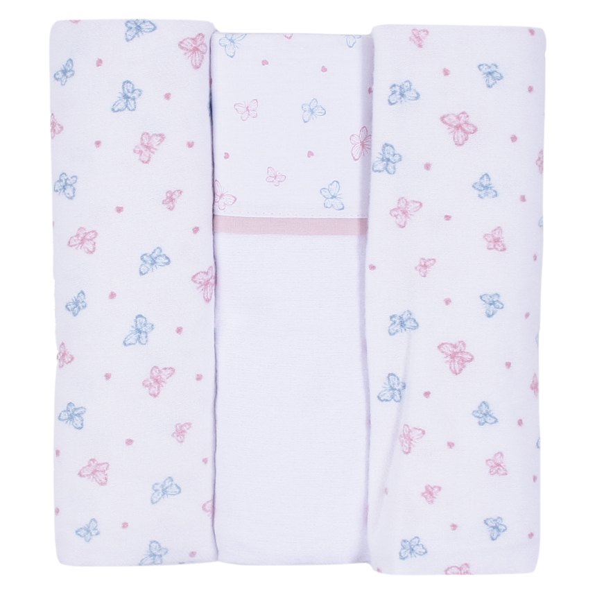 Kit Cueiro Bebê Baby Joy Estampa Borboletas 3 Peças
