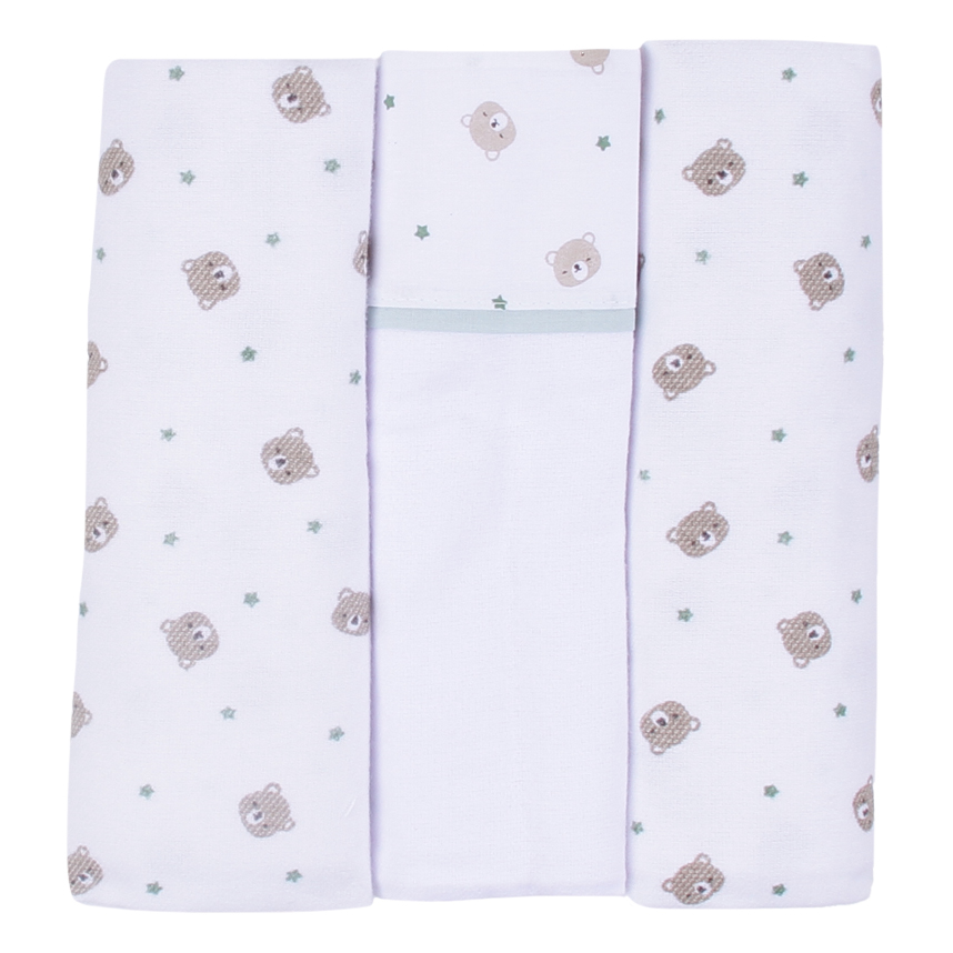 Kit Cueiro Bebê Baby Joy Estampa Ursinhos 3 Peças