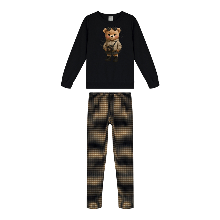 Conjunto Infantil Alakazoo Blusa Onça Ursa e Calça