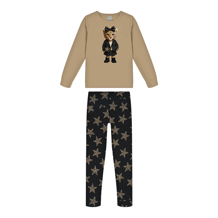 Conjunto Infantil Alakazoo Blusa Onça Ursa e Calça