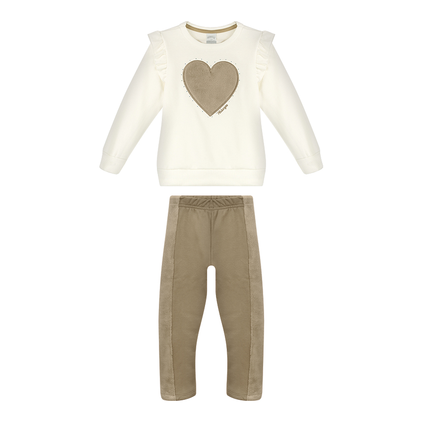 Conjunto Infantil Alakazoo Blusa Coração Strass e Calça