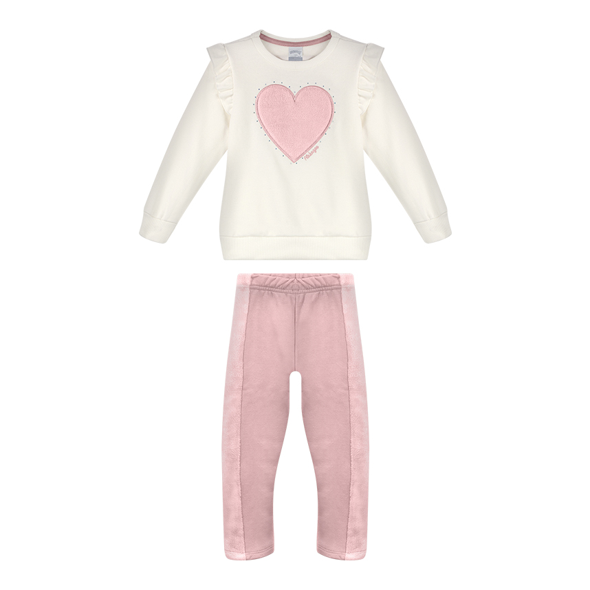 Conjunto Infantil Alakazoo Blusa Coração Strass e Calça